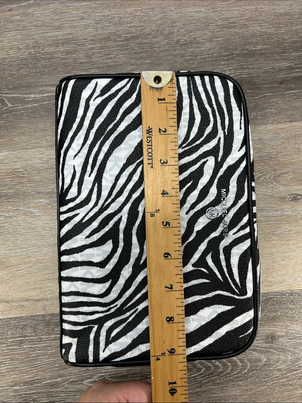 NWOT Michael Kors Zebra Print Canvas Cosmetic Pouch - Black & White